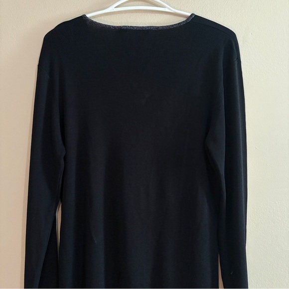 90s Vintage Northern Reflections Black V-Neck Sweater w Silver Trim - Picture 8 of 9
